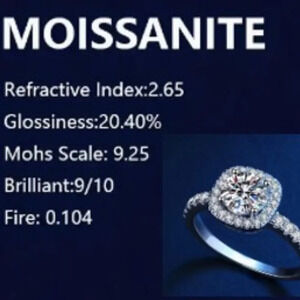 One Carat Luxury Moissanite Ring - Fine 925 Sterling Silver Inlaid Size 9
